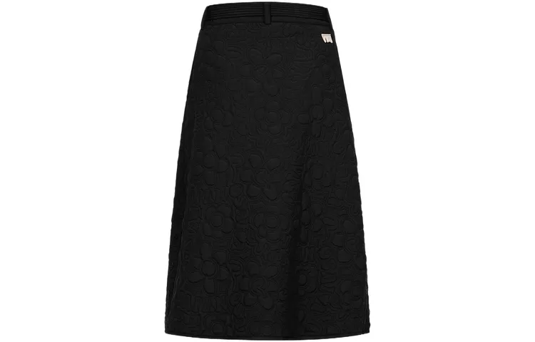 EVISU Casual Long Skirts Women's Black Moderate Mid Length A Line Skirt