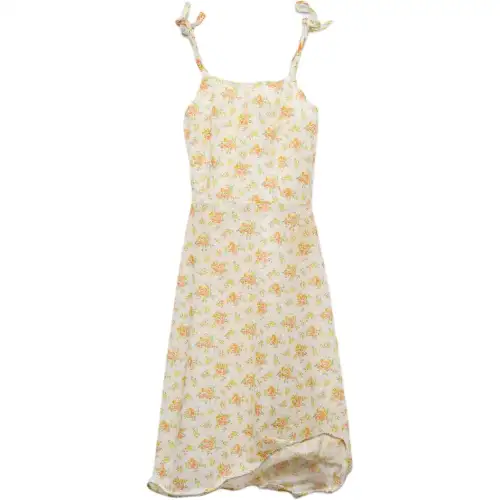 PRADA Plain Weave Fine Fabric Slip Dress Women's Yellow