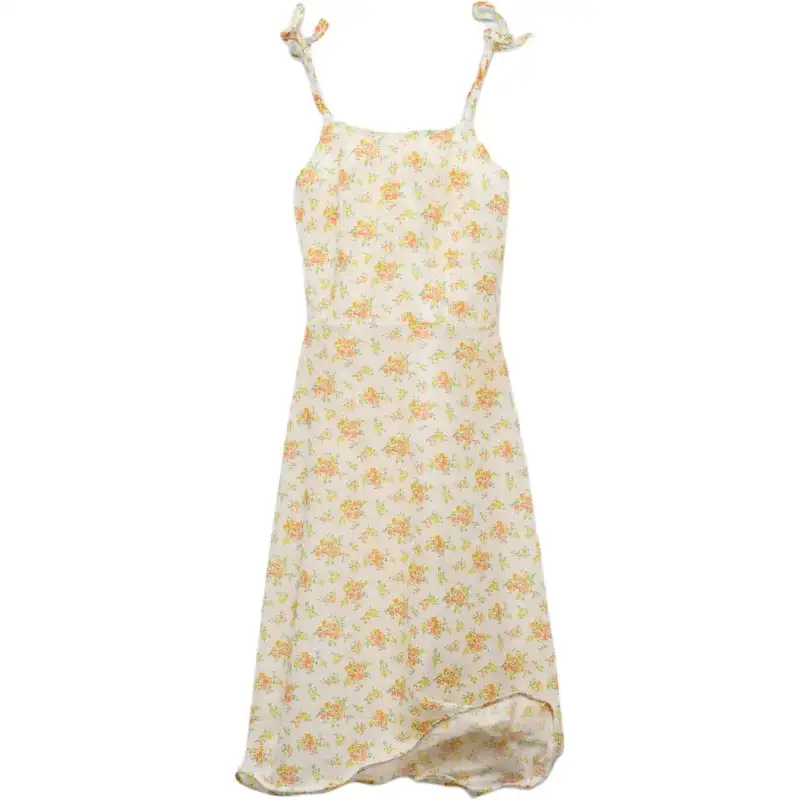 PRADA Plain Weave Fine Fabric Slip Dress Women's Yellow