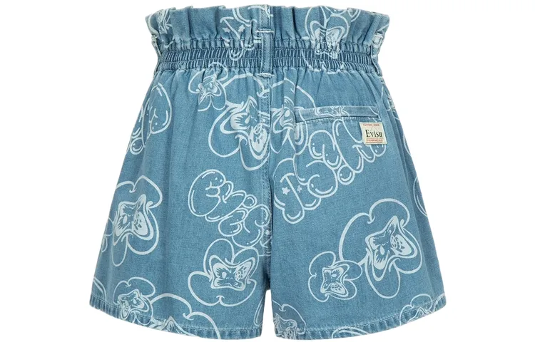 EVISU Denim Shorts Women's Denim Blue Moderate Mock Two Piece