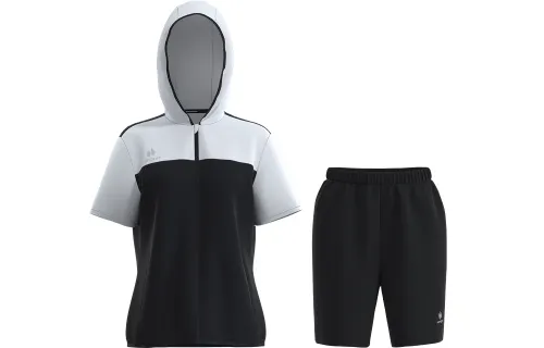 HOTSUIT T-shirt with hood with letters, split shorts, set, slim fit