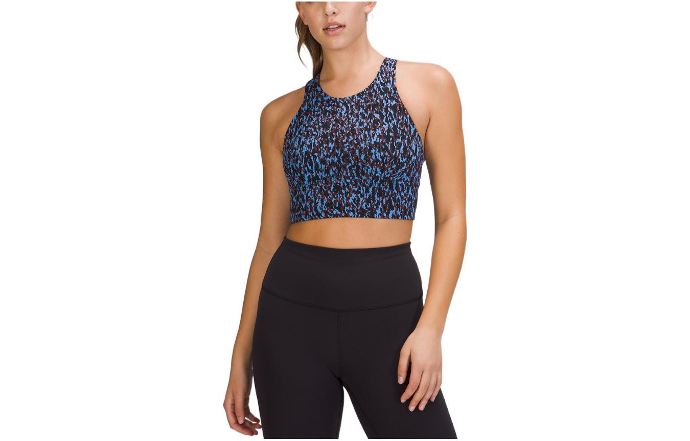 Lululemon/Lululemon Wunder Train Series Everlux™ Fabric Logo Leopard Print Vest Sports Bra Women's Leopard Camouflage Blue Nile Mixed Color
