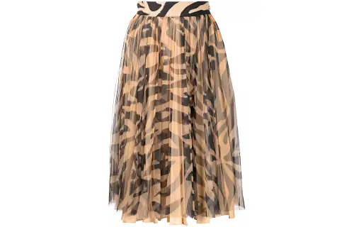 OFF-WHITE zebra-print flared skirt