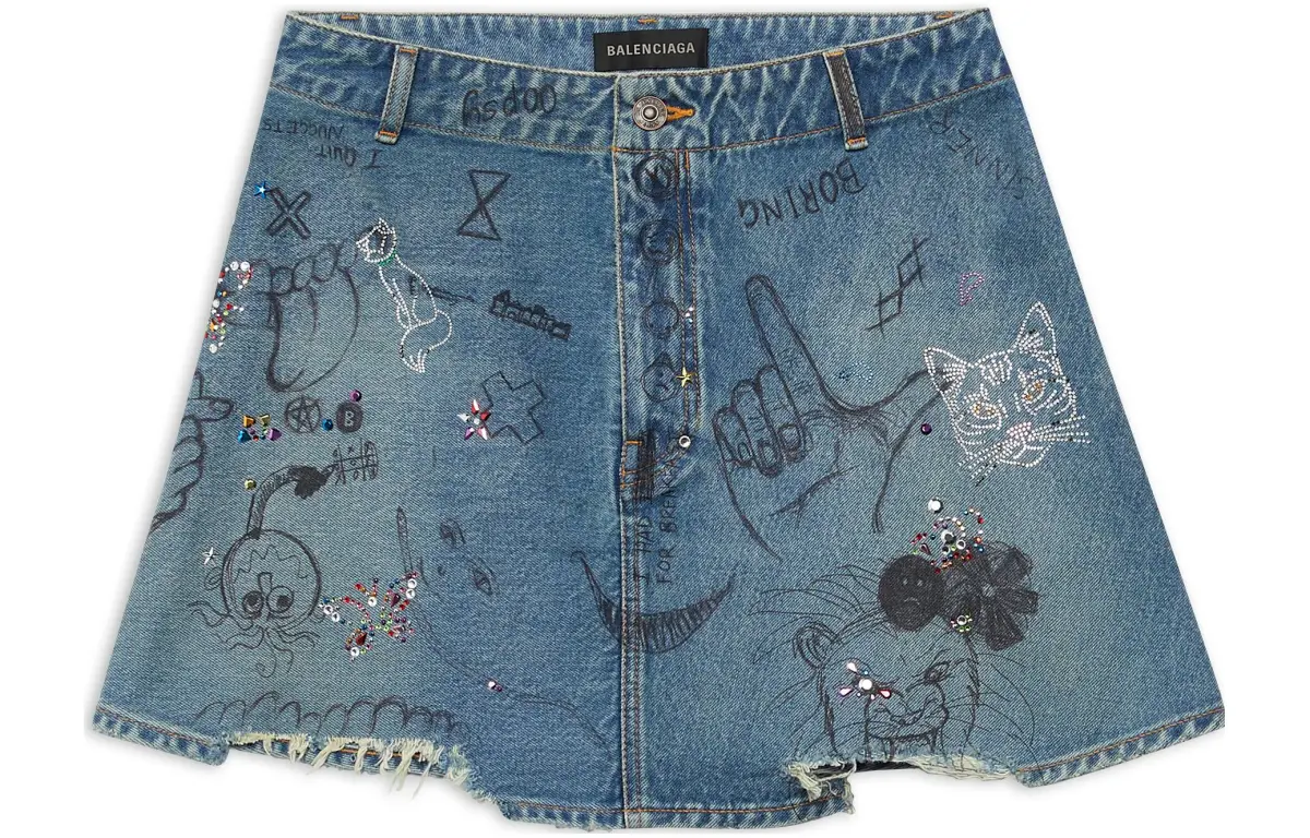 Balenciaga Denim Short Skirts Women's Blue Moderate Short Other