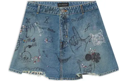 Balenciaga Denim Short Skirts Women's Blue Moderate Short Other