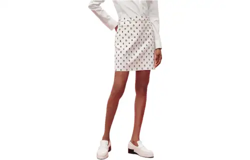 HERMES SS23 Casual Short Skirts Women's Gray White Moderate Short A Line Skirt