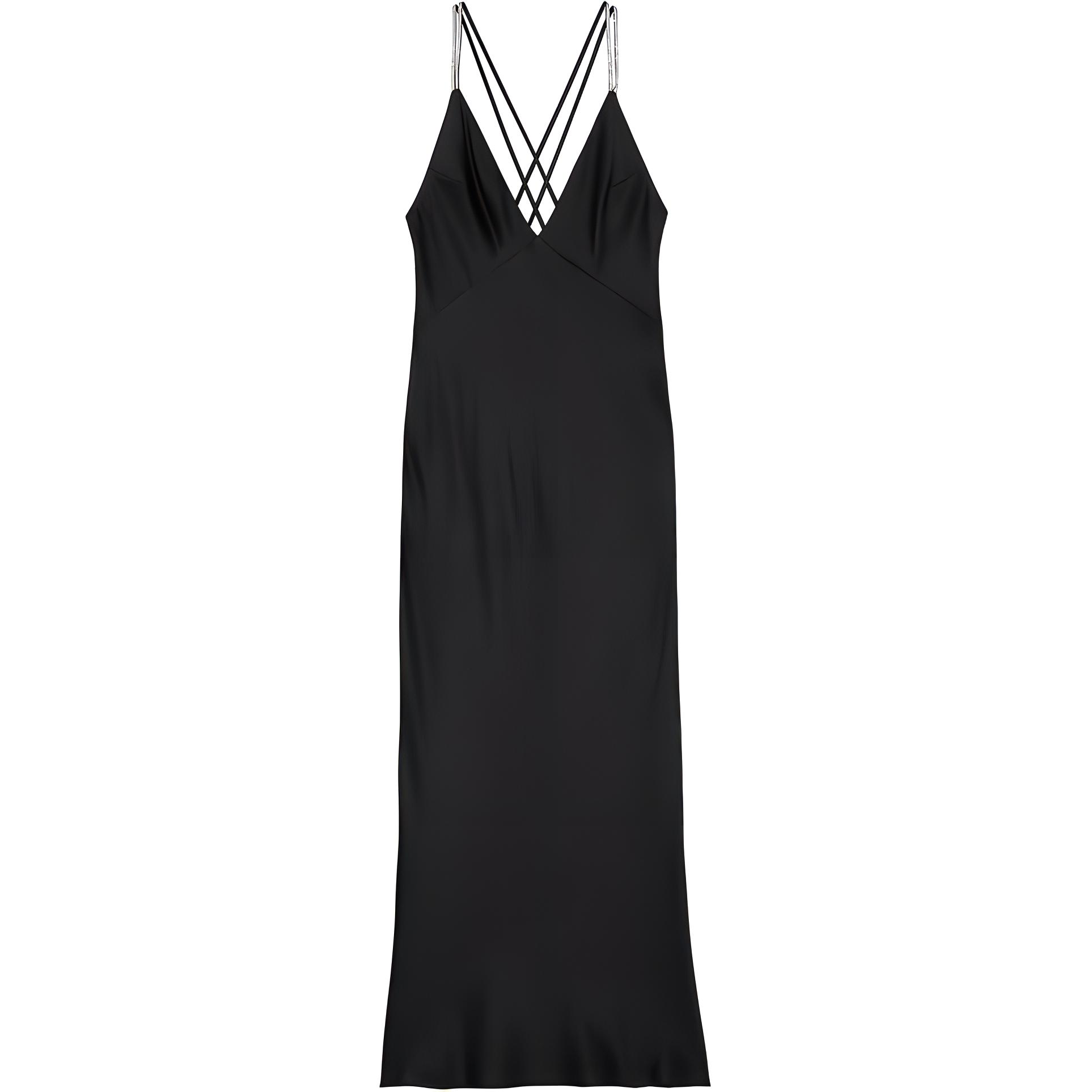 Женское платье Victoria's Secret Twinkle Strap Satin Long Slip Dress/BLACK (черное)