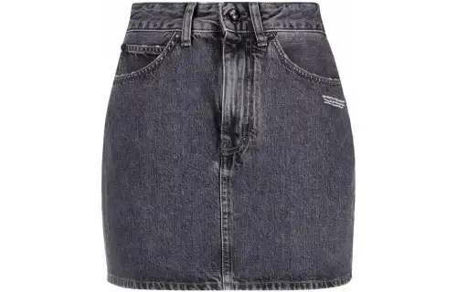 OFF-WHITE logo-print denim skirt