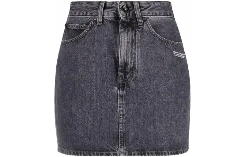 OFF-WHITE logo-print denim skirt