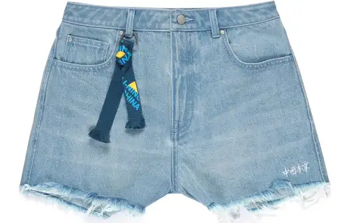 Li Ning Denim Shorts Women's Blue Washed Denim