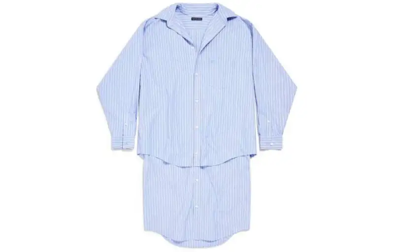 Balenciaga Bb Striped Layered Shirt Dress