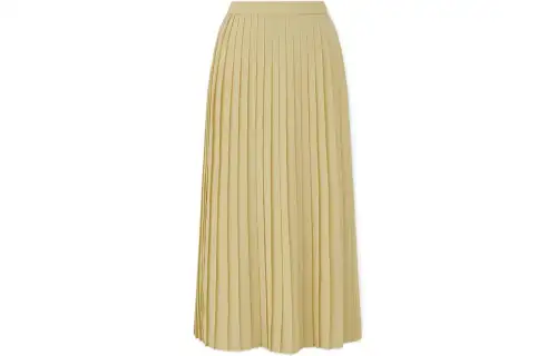 UNIQLO Casual Long Skirts Women's Ivory Moderate Mid Length Pleated Skirt