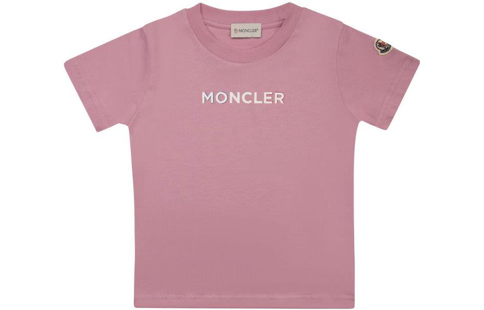 Детская футболка Moncler с принтом (розовая)