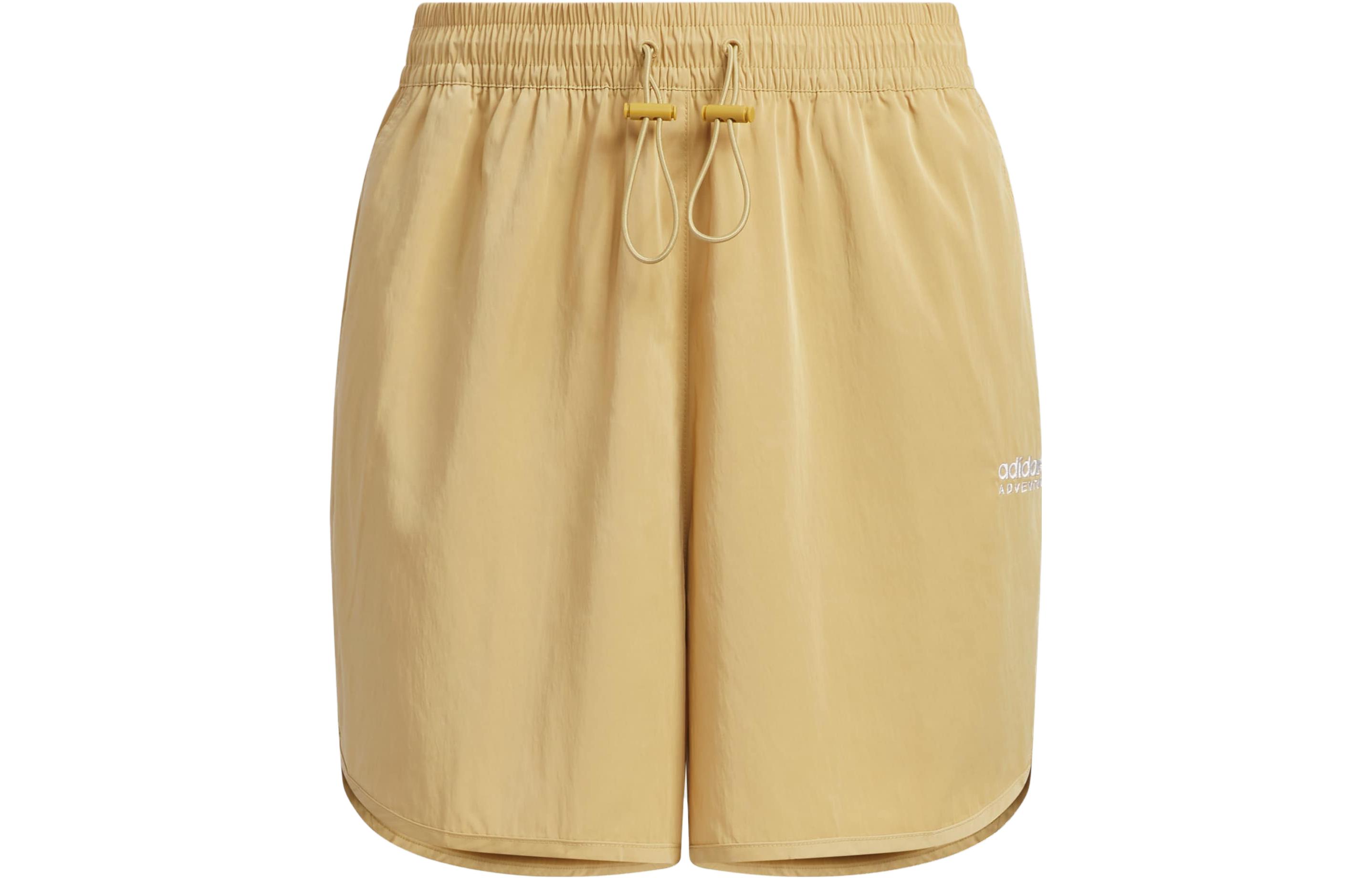Adidas Originals Sports Shorts Women’s Light Gold White Moderate Knitted Shorts