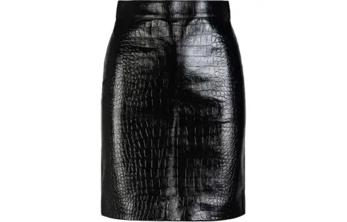 GUCCI Croc Embossed Skirt Black