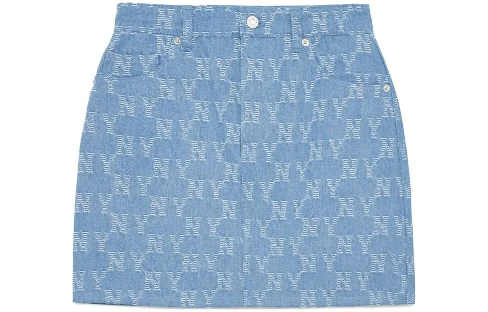 MLB Denim Short Skirts Women's Light Gray Blue
