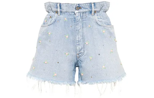 MIU MIU Denim Shorts Women's Blue Moderate Straight Fit Pants