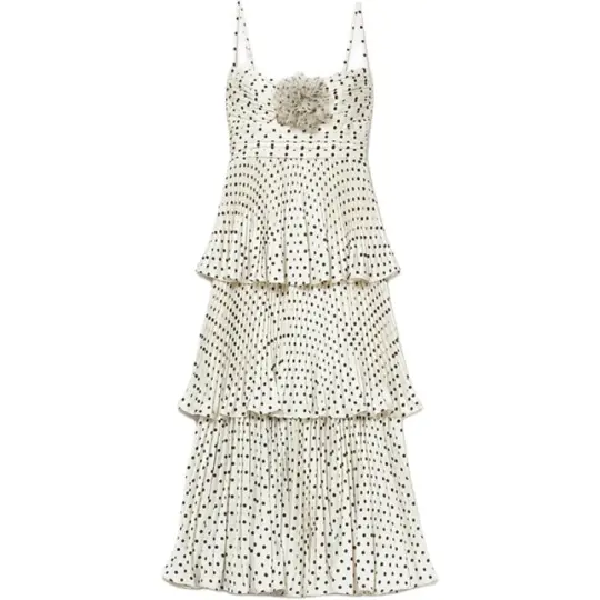 Self-portrait Polka Dot Tiered Midi Dress