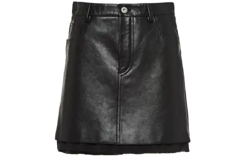 MIU MIU Leather Short Skirts Women's Black