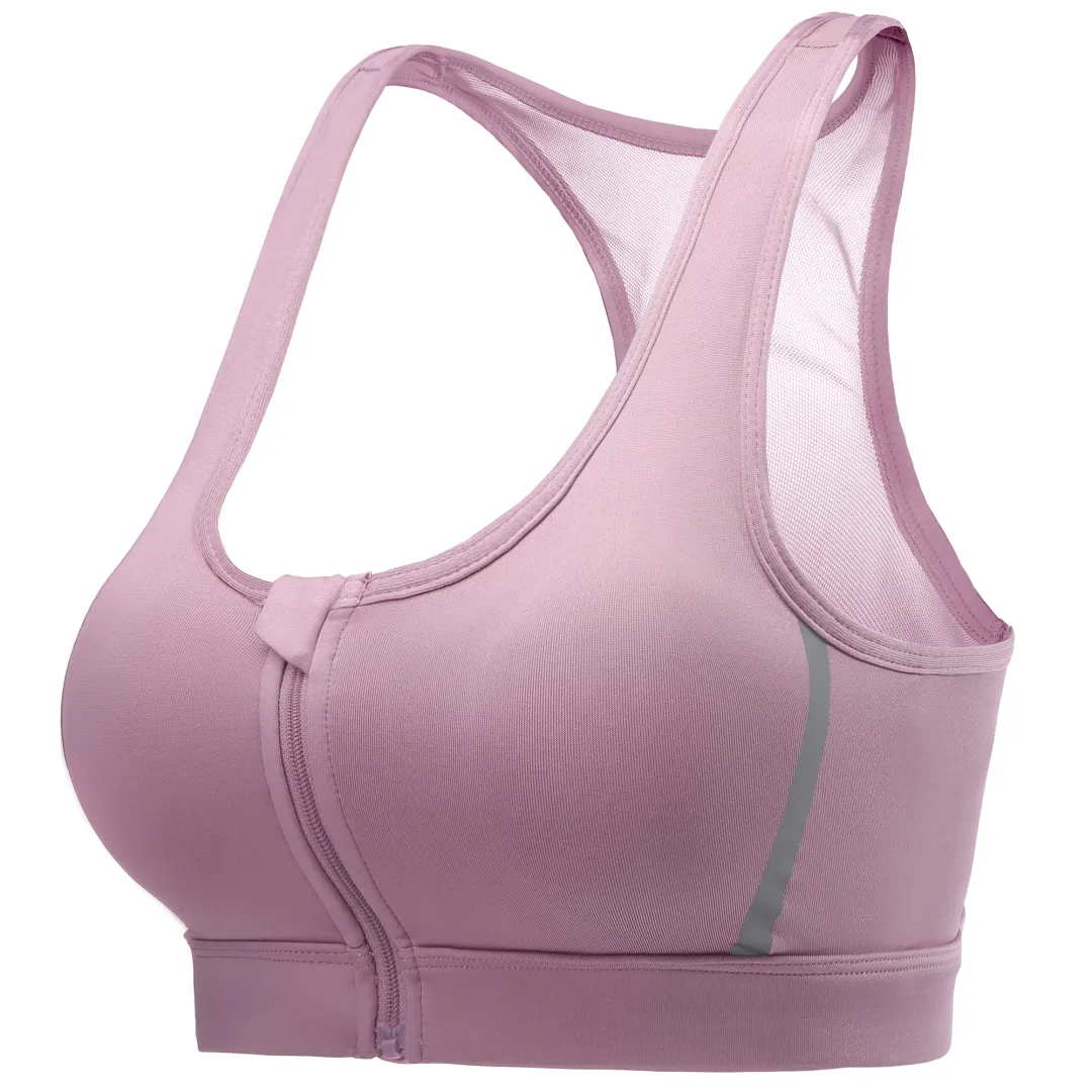 CAMEL Solid Color Yoga Training Breathable Gauze Front Zipper Body Shaping U Shaped Sports Underwear, Summer Women's