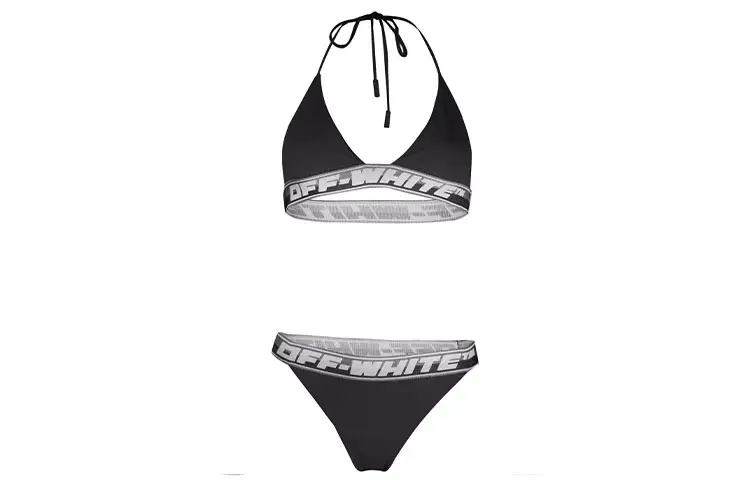 OFF-WHITE logo-band bikini set