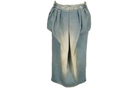 Maison Margiela Gathered Midi Denim Skirt