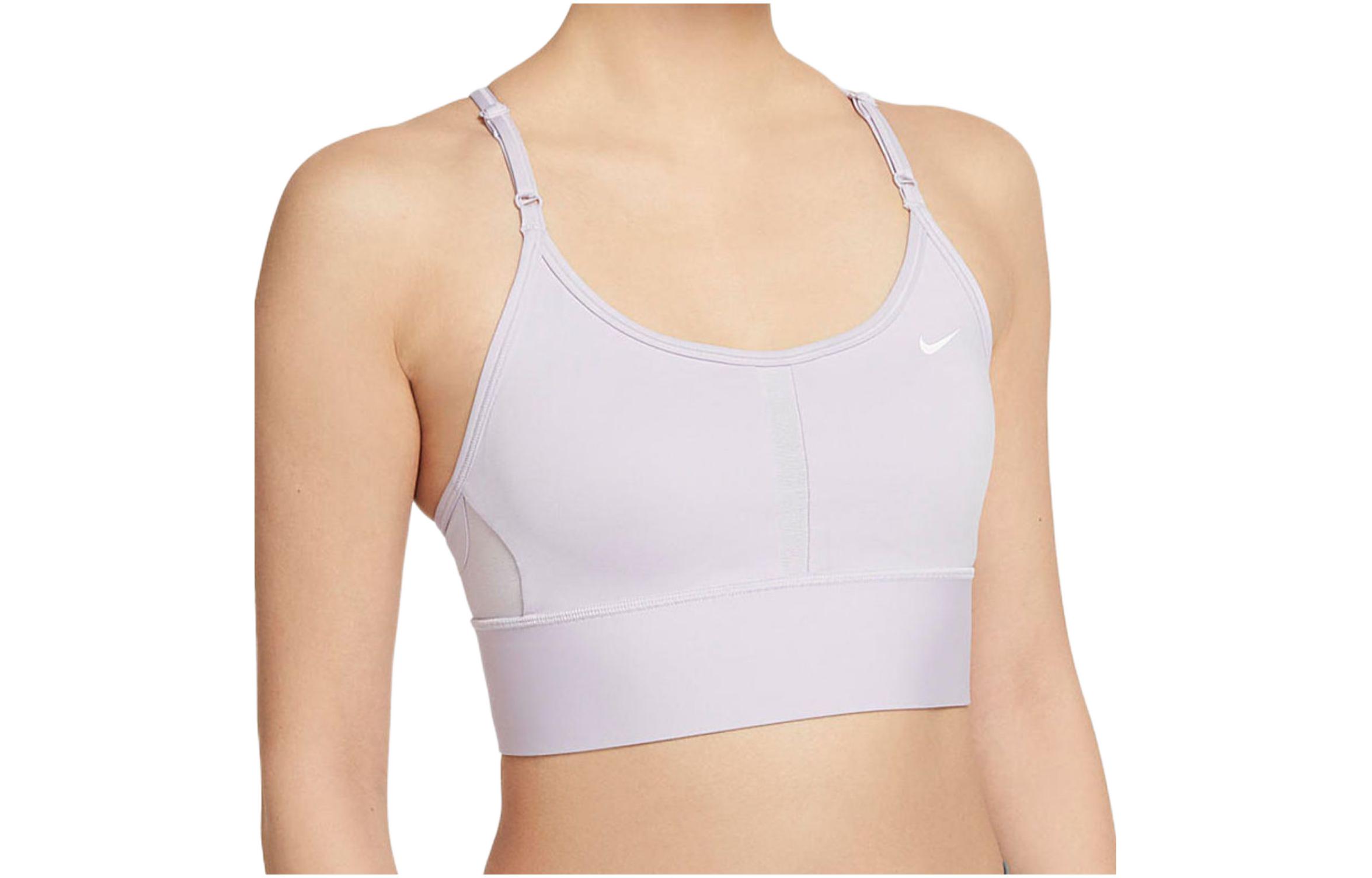 Nike Dri-FIT solid color logo low-impact support padded sports bra purple