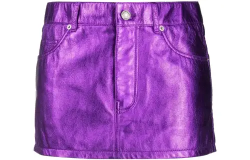 SAINT LAURENT Leather Short Skirts Women's Purple