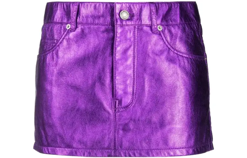 SAINT LAURENT Leather Short Skirts Women's Purple