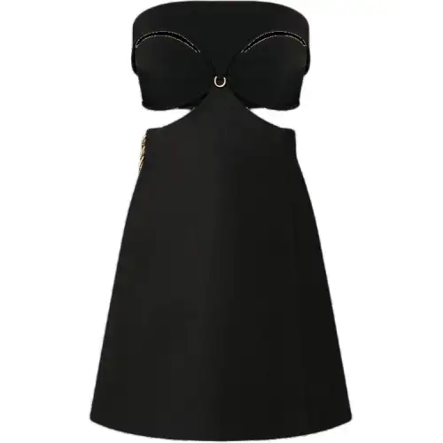 LOUIS VUITTON Strapless Cut Out Bustier Dress Sleeveless Dress Women's Black