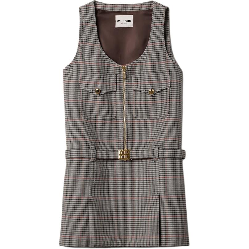 Женское платье Miu Miu в клетку (серое)
