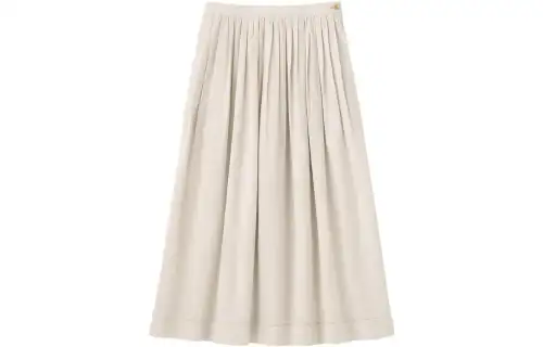 UNIQLO X INES DE LA FRESSANGE UNIQLO X Ines De La Fressange Casual Long Skirts Women's Beige Moderate Mid Length Pleated Skirt