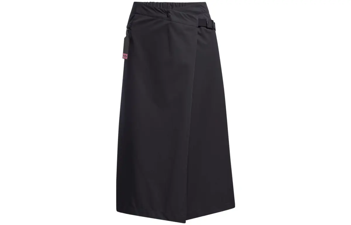 Adidas Originals Casual Long Skirts Women's Black Moderate Long A-line Skirt