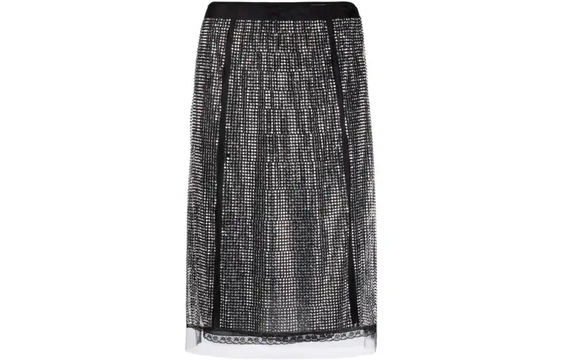 【Previous Season】rhinestone-embellished tulle skirt