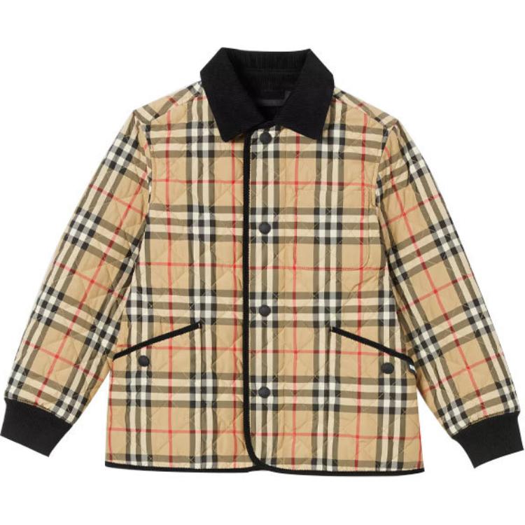 Burberry Burberry cotton coat plaid corduroy decorative quilting khaki children's style