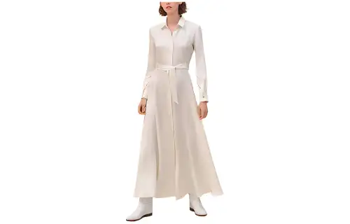 HERMES Long Sleeved Dress Women's White