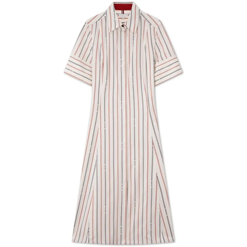 Tommy Hilfiger Short Sleeved Dress Women's White Stripes
