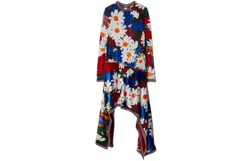 Burberry Daisy Garden-print Velvet Midi Dress