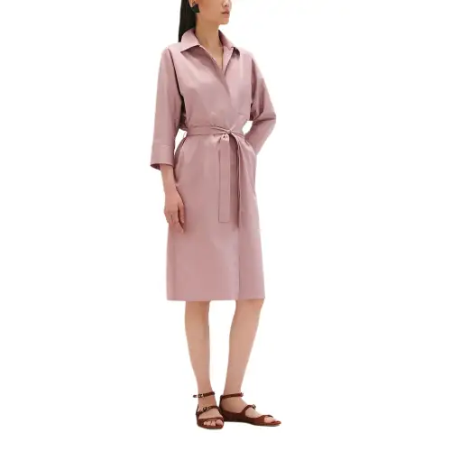 HERMES 2024 Fall Winter Collection Long Sleeved Dress Women's Pink