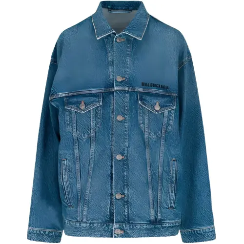Balenciaga Denim Jackets Women's Blue Lapel Moderate Other