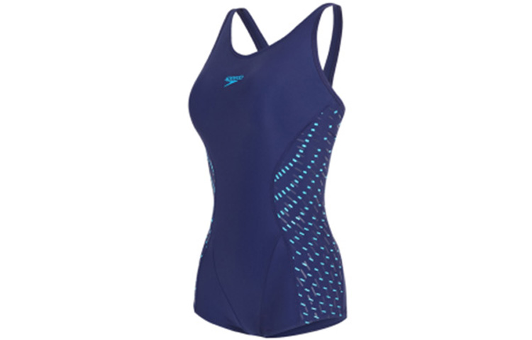 Speedo Speedo Fit для фитнеса, быстросохнущий. приталенный Цельный купальник с антихлором, прикрывает живот, стройнит, имеет небольшую грудь, пуш-ап. женский голубой