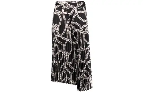 Vetements Casual Long Skirts Women's Black Mid Length Pleated Skirt