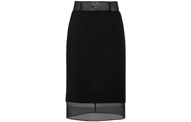 PRADA Triangle Logo Midi Skirt