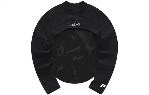 FILA FUSION Short long-sleeve with letters, top with cups, black sports suit, slim fit