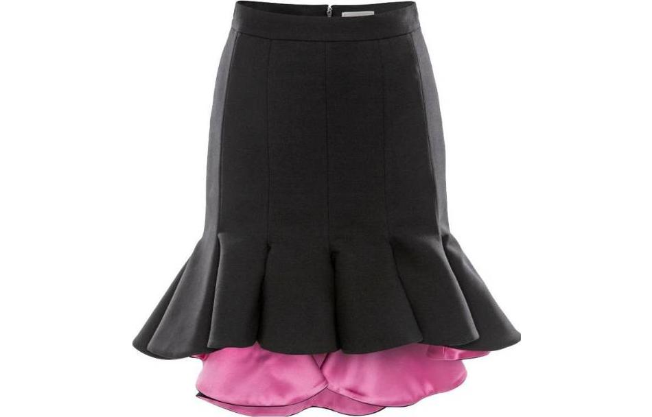 Alexander McQueen Alexander McQueen Bi-Color Mini Skirt In Black/Hibiscus Pink Color Block Zip Fly Short Half Casual Skirt Women's Black