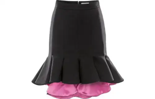 Alexander McQueen Alexander McQueen Bi-Color Mini Skirt In Black/Hibiscus Pink Color Block Zip Fly Short Half Casual Skirt Women's Black