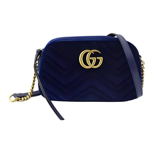 GUCCI GG Marmont Velvet Camera Bag, Shoulder Bag, Crossbody Bag Women's Dark Blue