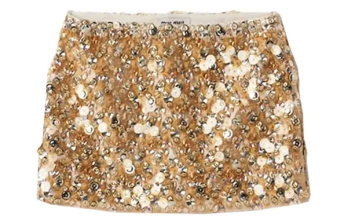 MIU MIU Casual Short Skirts Women's Sand Yellow