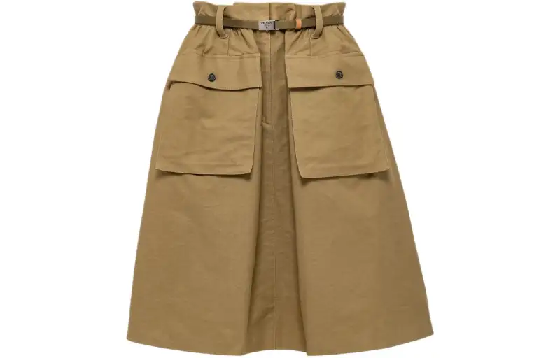 PRADA Casual Long Skirt Women's Olive Green