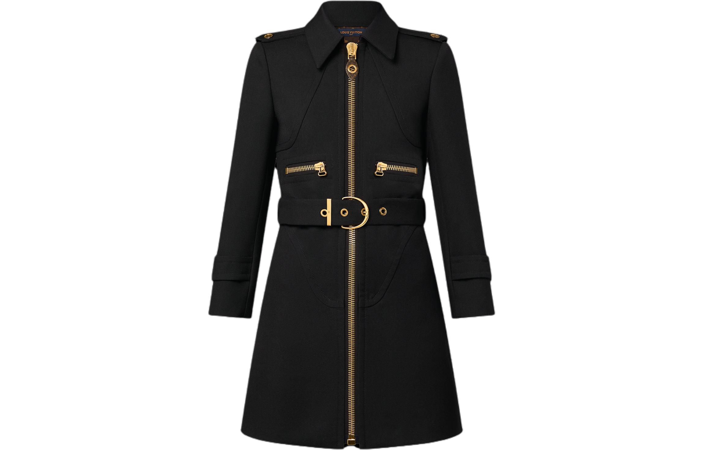 LOUIS VUITTON Wool Hopsack Belted Coat